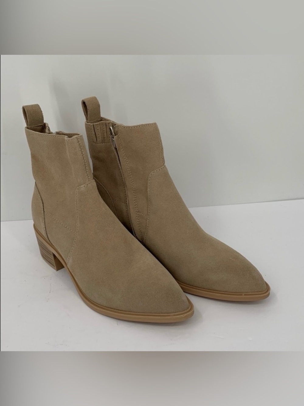 Dolce Vita Bryson suede ankle boots shoe tan brown zipper cowboy new 8.5 WIDE
